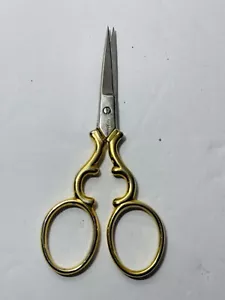 Gingher Embroidery Scissors Gold Color Handle 3.6" EUC - Picture 1 of 6
