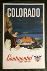 Original Travel Poster Continental Airlines Colorado Red Rocks Music Concert 