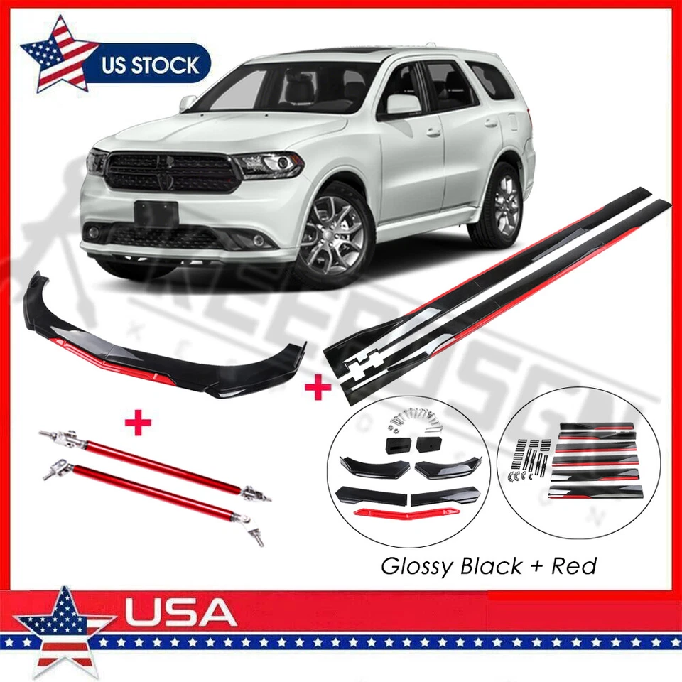 Kit de corpo brilhante para Dodge Durango SRT R/T para-choque dianteiro divisor de lábios saias laterais - Imagem 1 de 4