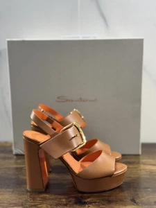 Santoni Womens Leather Sandal Saddlery Super Soft Luxury Woman Shoe 38 - Picture 1 of 6