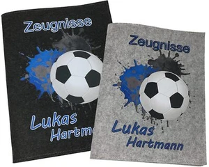 Zeugnismappe mit Namen Filz Fußball Personalisierte Zeugnisordner Mädchen Junge - Bild 1 von 23