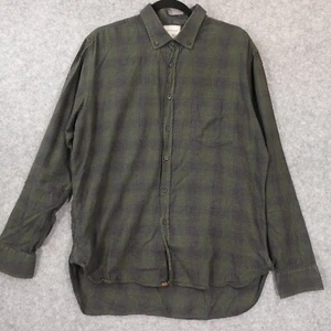Offset Pocket Shirt Men Large BILLY REID Olive Tartan Plaid Slim Cut Cabin ITALY - Picture 1 of 13