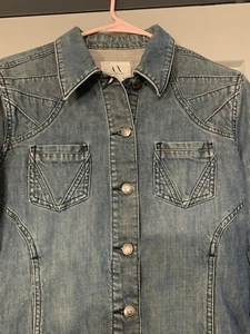 ARMANI EXCHANGE Women's Long Sleeve Denim Jean Trucker Jacket Size L - Picture 1 of 6