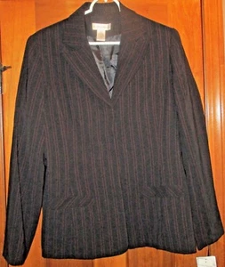 Evan-Picone Damen Blazer Neu mit Etikett Größe 10 schwarz mit roten Nadelstreifen - Bild 1 von 5
