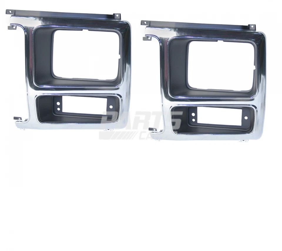 Nuevo bisel de faros laterales izquierdo y derecho cromado/negro para Ford Bronco 1980-1986 Foto 1 de 1