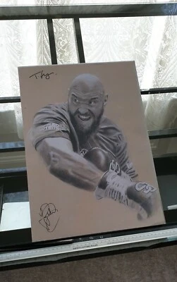 Póster de pared Tyson Fury rey gitano firmado a mano dibujo artístico estampado A3 imagen de boxeo Foto 1 de 4
