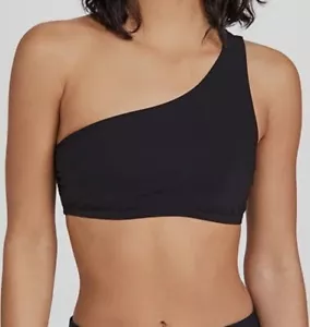 Costume da bagno donna Tory Burch nero tinta unita monospalla bikini top $118 taglia XS - Foto 1 di 9