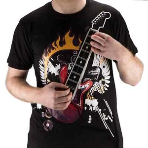 Electric Rock Playable Guitar T-Shirt Short Sleeve T Shirts Men Women Xmas Gifts - Picture 1 of 8