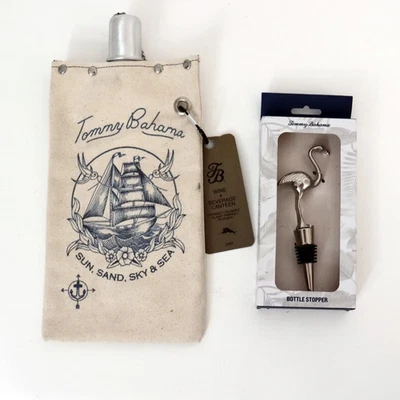 Tommy Bahama Set Tapón de Botella Flamenco y Cantimplora Frasco de Bebidas Nuevo con Etiquetas Foto 1 de 4