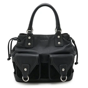 LOEWE Anagram Handbag Leather Suede Black Silver - Picture 1 of 9
