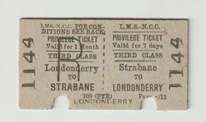 Irish Railway Ticket LMS NCC Strabane to Londonderry Privilege Return Edmondson - Picture 1 of 1