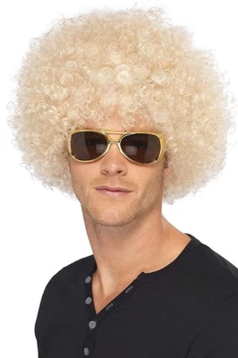 Rubia Funky Afro Peluca Disco Halloween Disfraz Para Hombre NUEVO En Caja Foto 1 de 3
