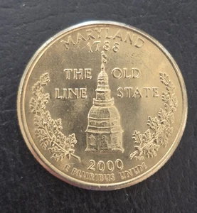Gold Plated ~ 2000 P ~ Maryland State Quarter - Picture 1 of 2