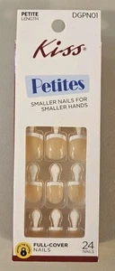 Kiss PETITES 24 Nails 12 Sizes Short Round Glossy French Tip Natural White - Picture 1 of 2