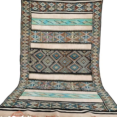 Rare Vintage Berber Rug Wool Handwoven in Ghardaïa, M'zab Valley Tribal Carpet - Image 1 of 4