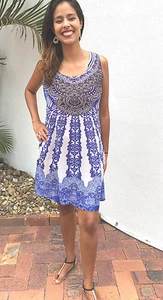 Embellished Kaftans+Short Dress Silk Crepe BLUE, Size 10-12-14 Was $169 now $50 - Picture 1 of 9