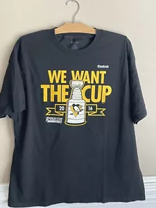 Pittsburgh Penguins 2016 Stanley Cup Short Sleeve T Shirt Reebok 2XL 0424 - Picture 1 of 4