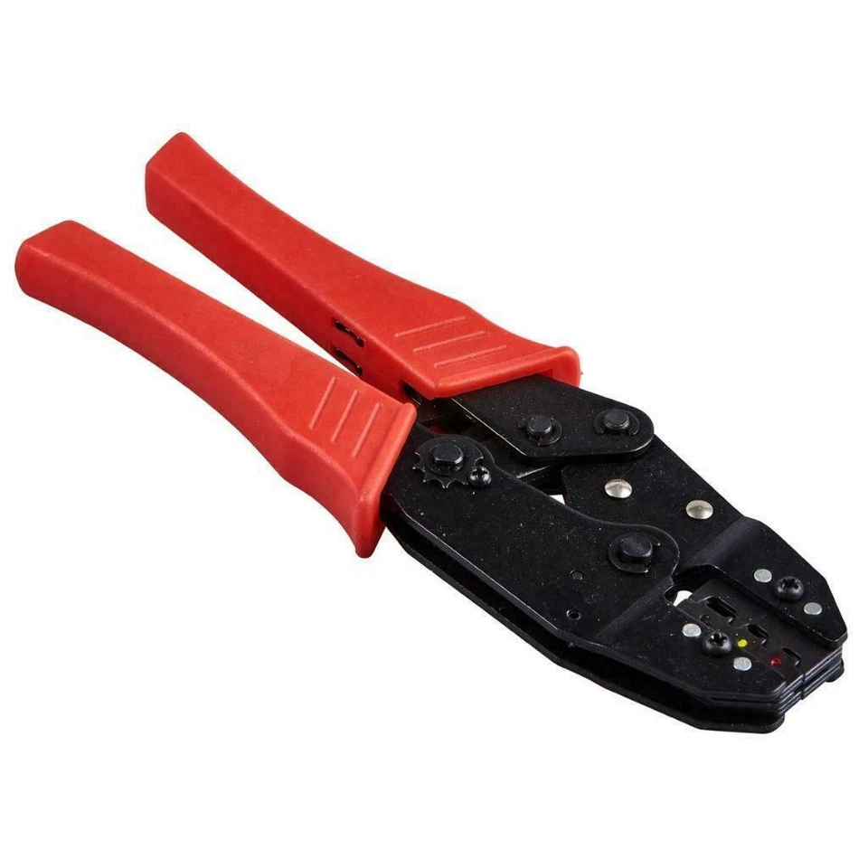 AM TECH RATCHET CRIMPING TOOL FOR 0.5 - 6MM TEMPERED JAWS HEAVY DUTY PLASTIC GRIP B3310