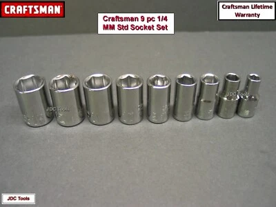 Craftsman 1/4" Drive 9  pc  6 Pt  Metric MM Chrome Socket Set 5-13 mm - Image 1 of 4