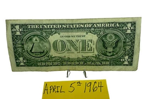 One Dollar Birthday Note April 5th 1964.Fancy  Serial Number   4/5 0 1964 6. - Picture 1 of 4