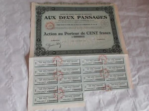Vintage share certificate Stocks Bonds actions cMagasin Aux deux passages 1942 - Picture 1 of 2