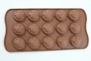 Smiley Faces Mould 15 Happy Fun Chocolate Emojis Candy Sweets Fondant Resin Wax - Picture 1 of 10