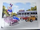 America's Highway Route 66 Diner Tin Sign metal poster 1998 16"x12" EUC