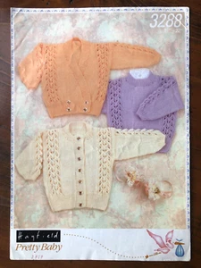 Hayfield 3288 knitting pattern baby 3 ply lace stripe sweater, cardigan & jacket - Picture 1 of 2