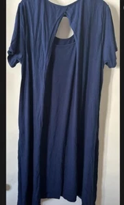 Cuddl Duds Flexwear kurzärmliges Kleid mit Taschentuchsaum marineblau 3X - Bild 1 von 21