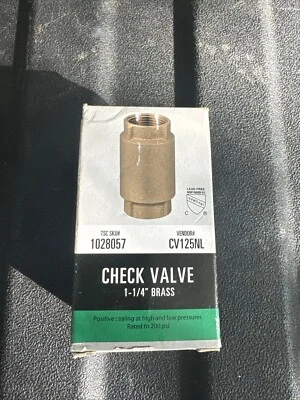 Water Source Spring Loaded Brass Check Valve 1-1/4" 200psi CV125NL - Image 1 of 4