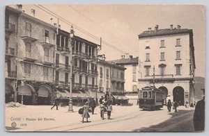 Como Italy, Cathedral Square, Trolley, Vintage Postcard - Picture 1 of 2