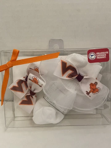 Virginia Tech Hokies NCAA Infant Gift Set (0-9) Months, TuTu Lace Socks/Baby Bow Cover