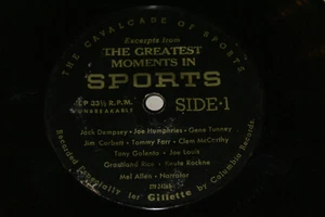 Greatest Moments in Sports 7-inch 33⅓ rpm 1955 Gillette Razor Record Oop - Picture 1 of 4