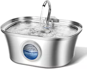 Cat Water Fountain with Water Level Window, 3.2L/108Oz ‘Big Eye’ Automatic Stain - Picture 1 of 12