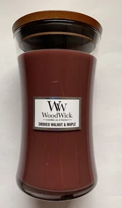 YANKEE CANDLE WOODWICK SMOKED WALNUT & MAPLE 21.5 oz LGE HOURGLASS JAR HTF - Picture 1 of 4