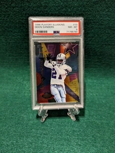 1996 Playoff Illusions Deion Sanders #10 PSA 8 Low POP - Picture 1 of 2
