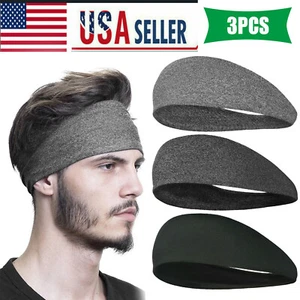 3PCS Men Women Sports Headband Anti-Sweat Band Running Yoga Stretch Head Bands - Picture 1 of 10