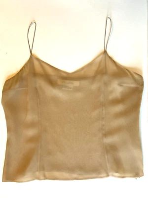 Vintage OSCAR DE LA RENTA Beige Nude TOP CAMISOLE Side Zip SILK Semi Sheer 8 - Image 1 of 4