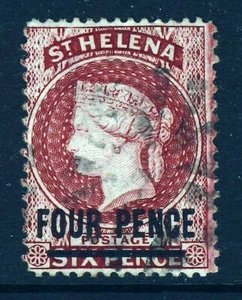 ST. HELENA QV 1876 Four Pence Surcharge Type B P.14x12½ Wmk Crown CC SG 24 VFU - Picture 1 of 2
