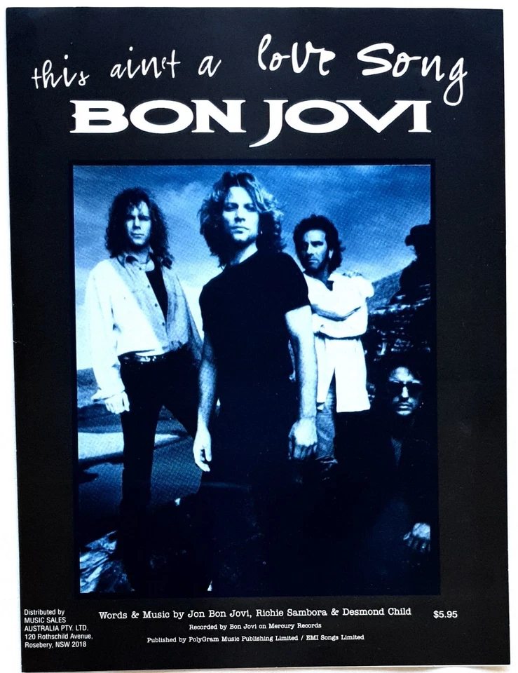 Bon Jovi - This Ain't A Love Song 1995 Original Australian Sheet Music - Rare! - Image 1 of 1