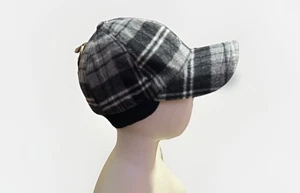 NUEVO CON ETIQUETAS GORRA DE BÉISBOL ESTILO CAZA A CUADROS NEGRA GRIS TALLA L/XL - Imagen 1 de 4