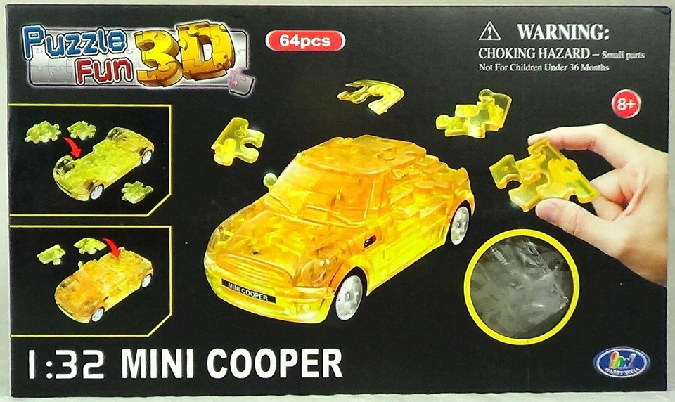 Puzzle Divertido 3D 1:32 Mini Cooper - Amarillo Translúcido - 64 piezas Foto 1 de 1