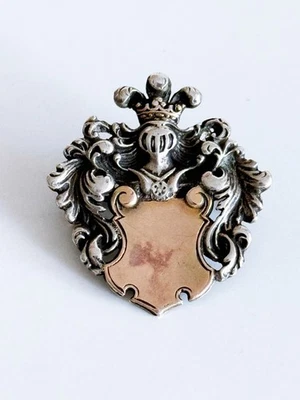 Studentika Abzeichen Wappen (ohne Gravur) Silber und 750er 18 Karat Roségold - Bild 1 von 4