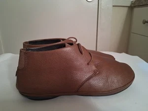 Camper Brown lace Ankle Boots Leather Short Minimalist Women's EU 37 - Picture 1 of 16