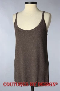 St John Strick Spaghettiträger Shell dunkler Trüffel Schimmer Gr. Ex-Large Neu mit Etikett $ 395 - Bild 1 von 4