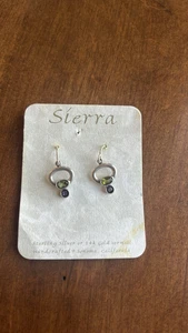 Signed SAW 925 Sterling Silver Amethyst & Peridot Dangle Earrings - Picture 1 of 1