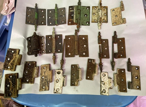 Lot of Antique  Fancy  Ornate DOOR HINGES Cast iron Parts  Salvage Cover