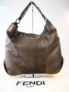 Maison Du Posh Leder Hobo Bag groß Punk Rock Metal Spikes & Fendi Staubbeutel - Bild 1 von 20