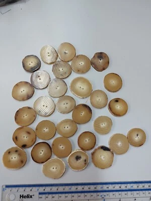 Genuine Buffalo Horn Flat Buttons 30mm to 35mm  2 Holes - Light Brown pack of 6 - Image 1 of 4