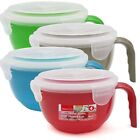 2-8pk Microwave Soup Bowl With Lid & Handle 900ml | Food Porridge Noodle Mug Cup